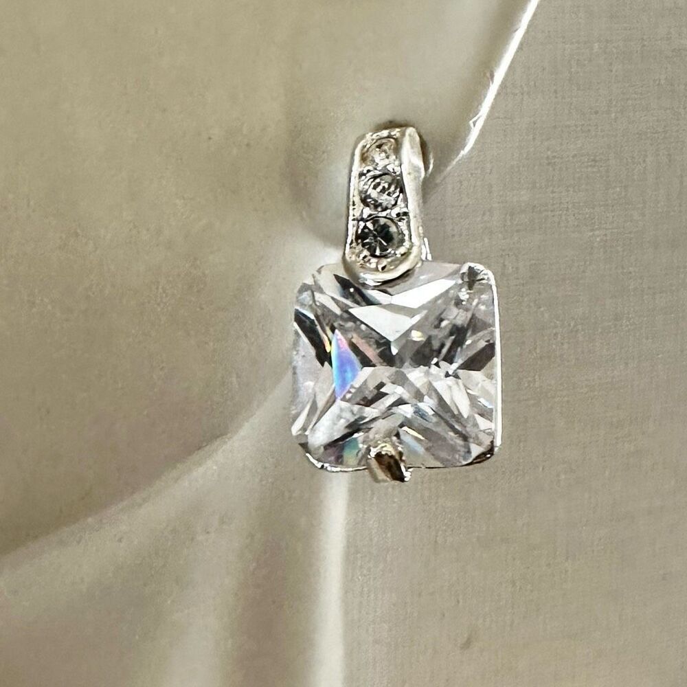 Sparkly CZ Cushion Cut Drop Earrings